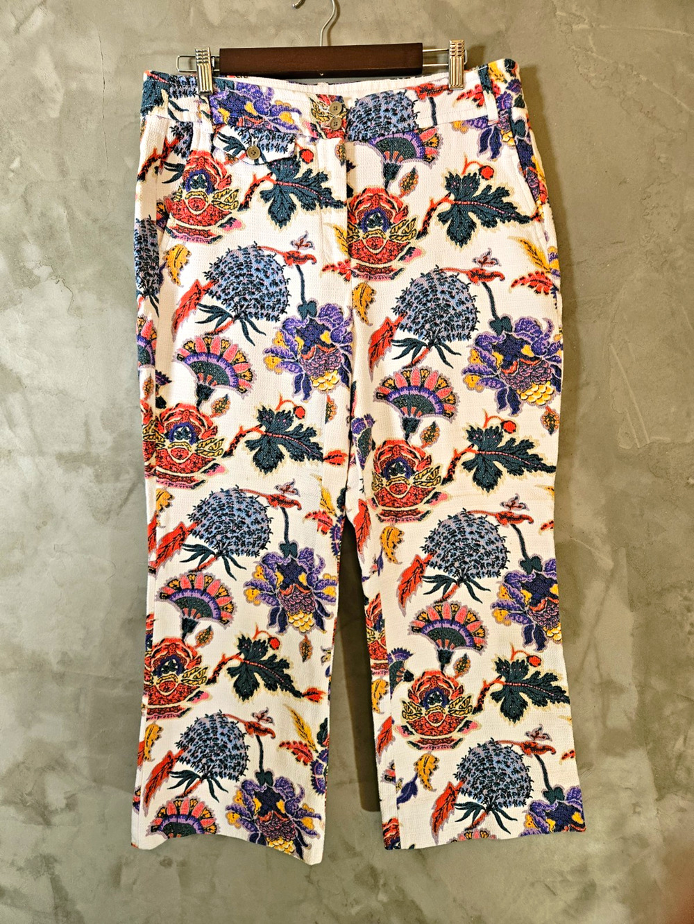 J.CREW Women’s Multicolor Floral Ankle Pants Straight Leg Cotton